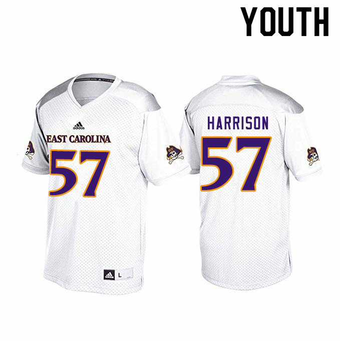 Youth #57 Damani Harrison ECU Pirates College Football Jerseys Sale-White